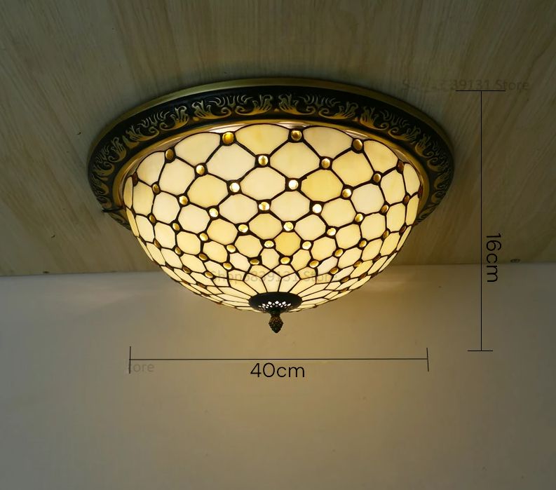 Lámpara de techo circular vintage Tiffany
