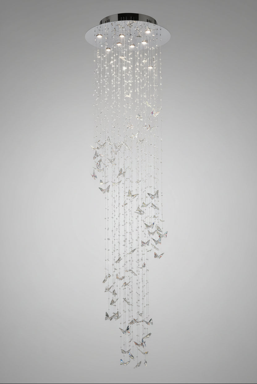 Butterfly crystal chandelier for villa staircase and living room