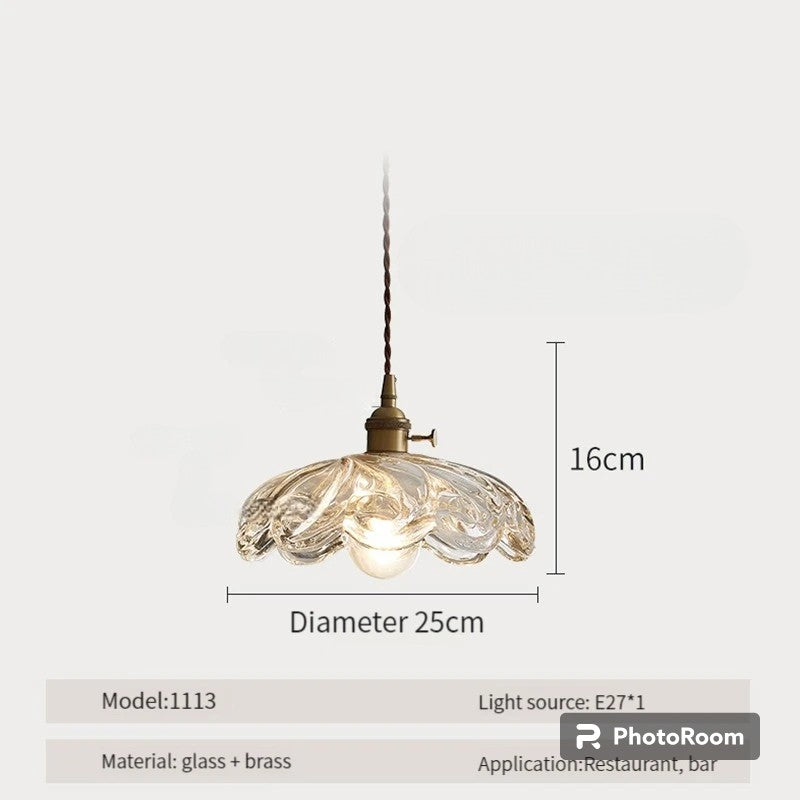 LUXELY vintage taklampa i trä och glas