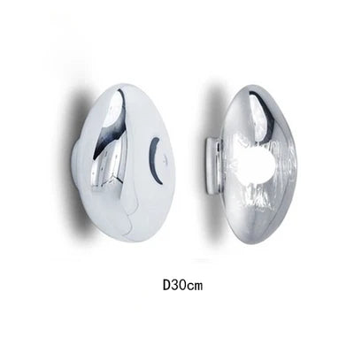 30cm silver and chrome lava wall lamps with smooth reflective finish, ideal for modern wall decor.