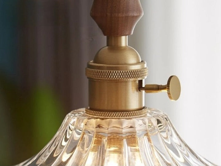 LUXELY vintage taklampa i trä och glas