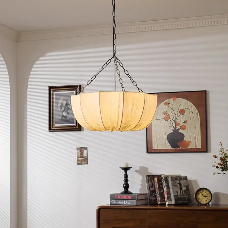 Fabric lotus boho chandelier