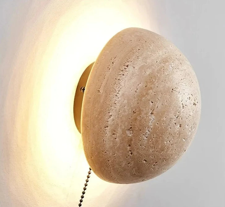 Travertin halfronde wandlamp