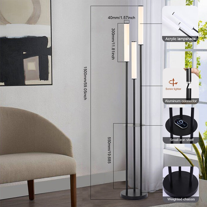 Etagère LED Lampes de sol Dimmable Stockage Debout