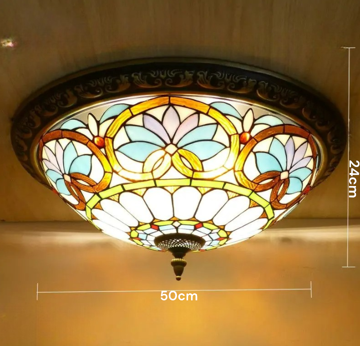 Lámpara de techo circular vintage Tiffany