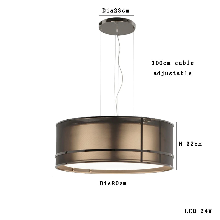 Large 80cm diameter Italian designer chandelier with dimmable LED light and adjustable suspension cable.