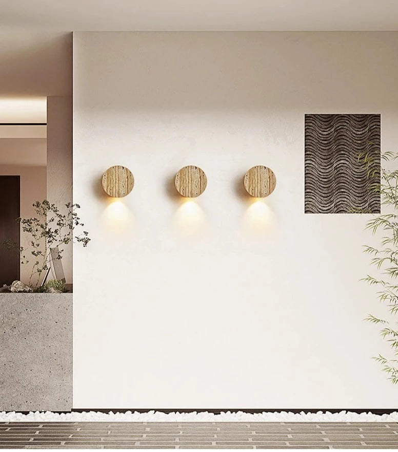 Travertine down wall lamp