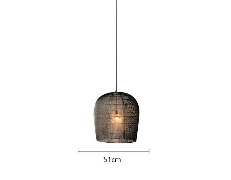 51cm black LUXELY handmade rattan pendant lamp, combining industrial charm with organic design for modern homes.