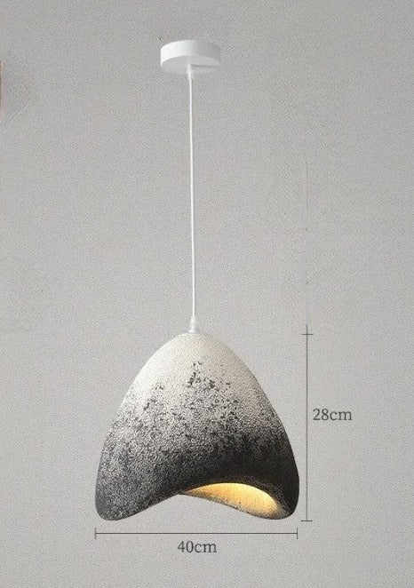 Black and white gradient dome pendant light in wabi-sabi style, 28cm height, perfect for modern kitchen or dining areas.