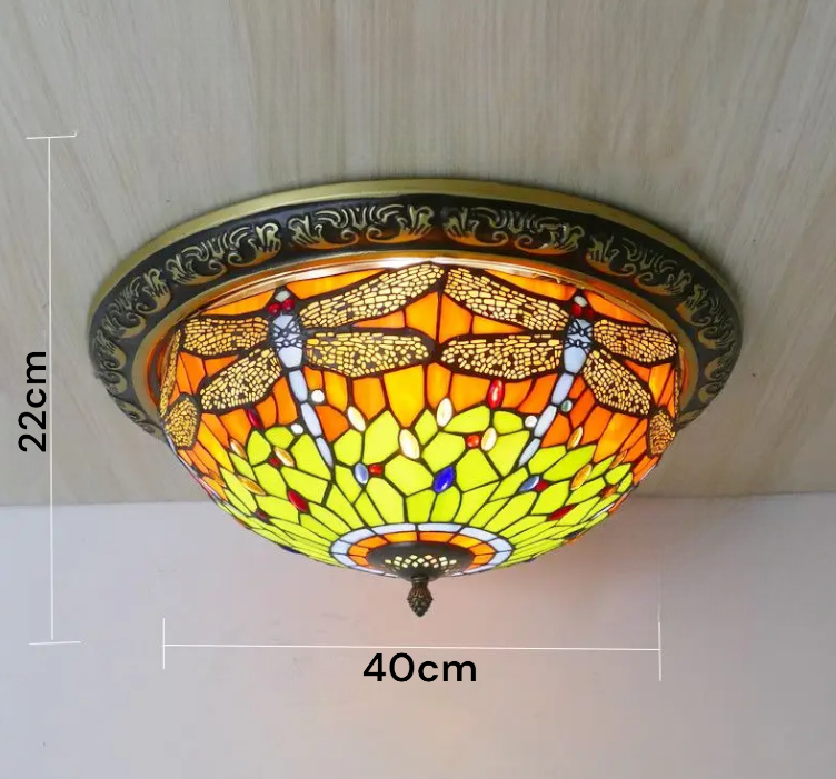 Lámpara de techo circular vintage Tiffany