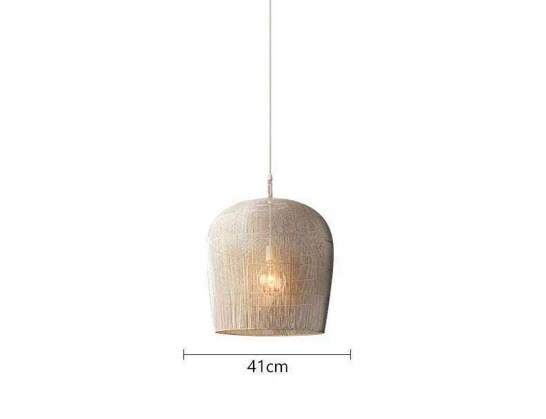 41cm white LUXELY wabi sabi rattan pendant light, combining industrial design with handmade craftsmanship.