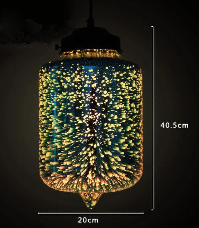 Glass 3D Fireworks Pendant Light - LED Stylish Design in 40.5cm tall cylindrical shape, featuring a vivid LED burst effect.