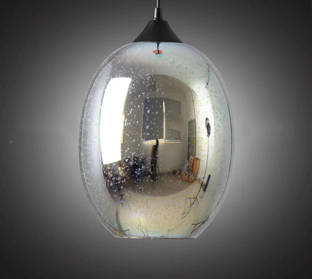 Unlit glass sphere pendant light with a mirrored finish, part of the modern 3D fireworks effect lighting collection.