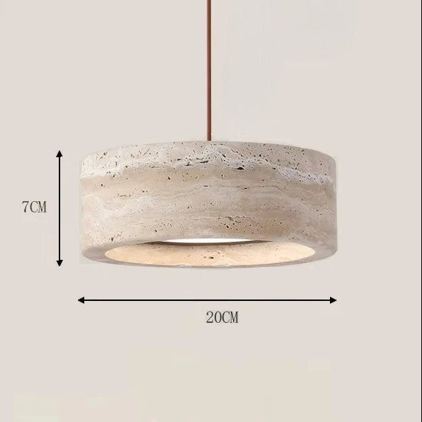 Moderne LED-Pendelleuchte aus Travertinstein