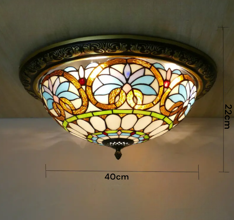 Lámpara de techo circular vintage Tiffany