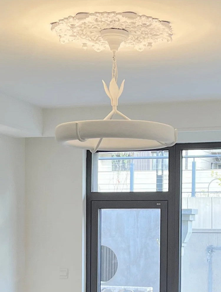 Carved plaster chandelier french farmhouse