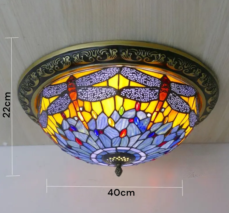 Lámpara de techo circular vintage Tiffany
