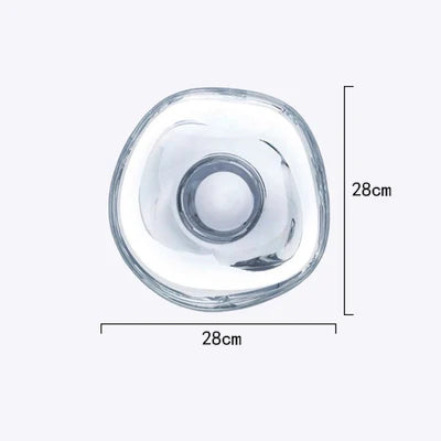 28cm clear glass lava wall lamp with rounded square shape and central LED, perfect for ambient lighting.