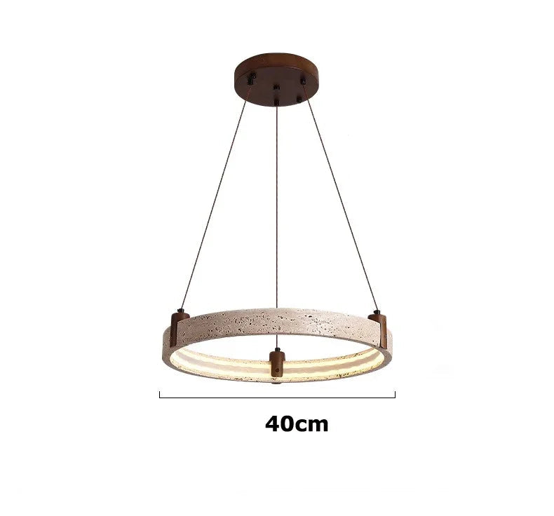 Lampada a sospensione con pendente in pietra travertino per sala da pranzo