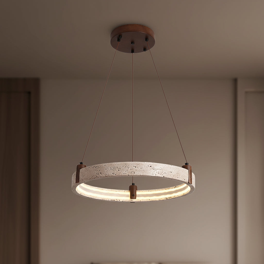 Travertin-Ringstein-Pendelleuchte für das Esszimmer