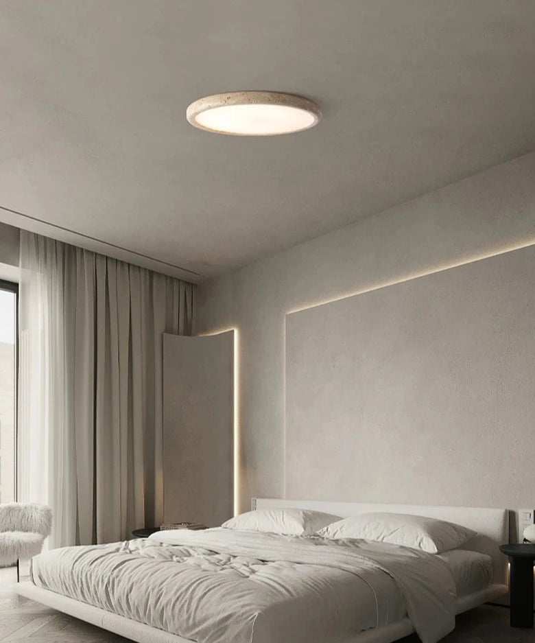 Travertine japanese ceiling light