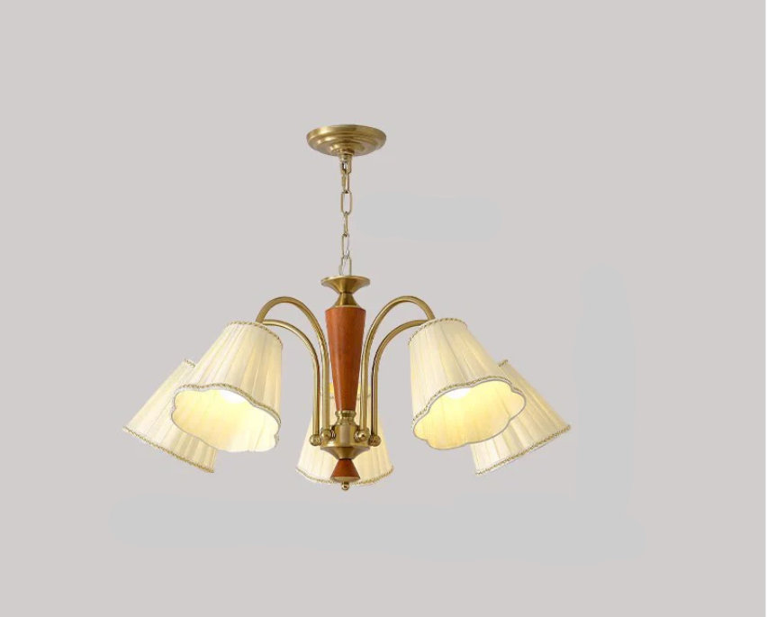 Lampadario da sala da pranzo con paralume in tessuto antico