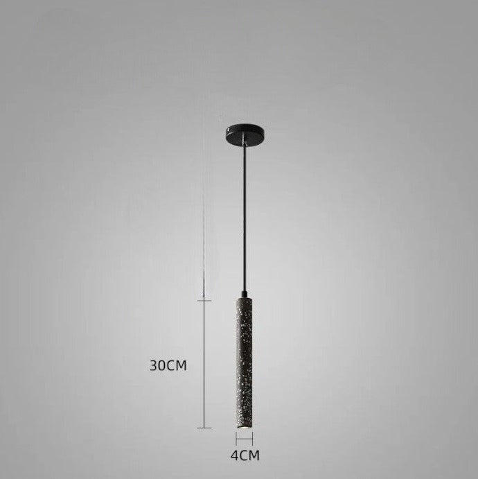 Black terrazzo LUXELY industrial pendant light with LED. Sleek 30cm fixture for dining, kitchen, or hotel lighting.