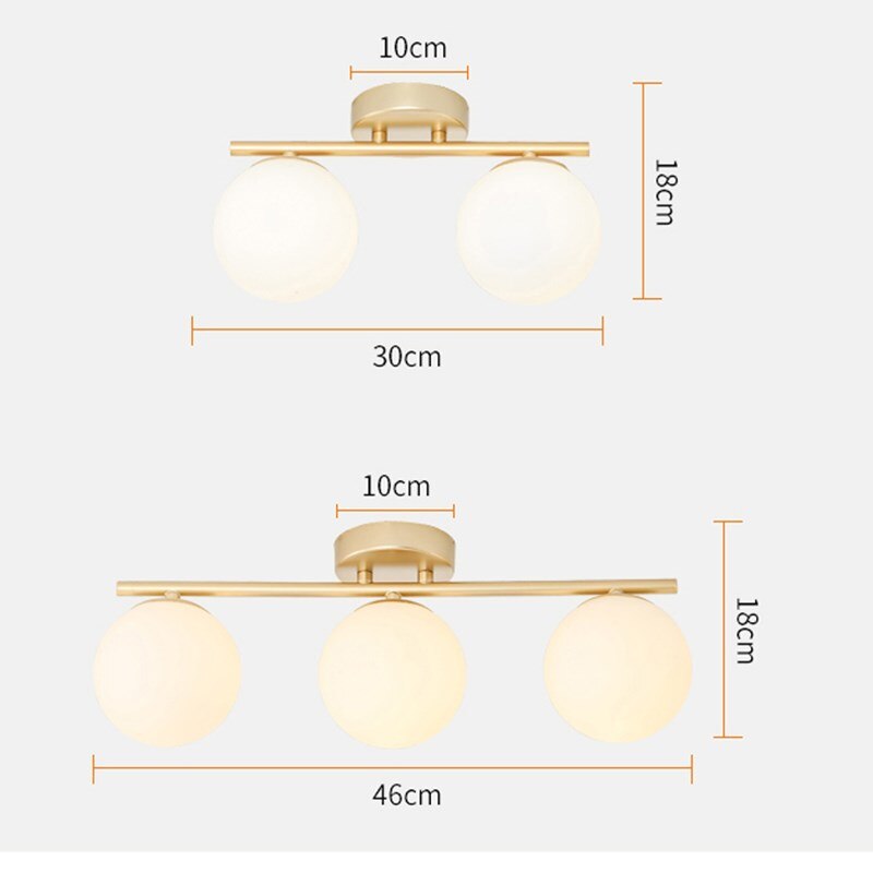 Scandinavische gouden plafondlamp met witte gloeilampen
