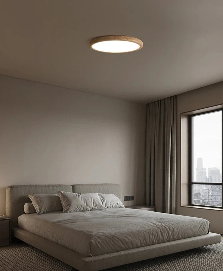 Travertine japanese ceiling light