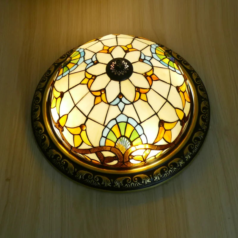 Lámpara de techo circular vintage Tiffany
