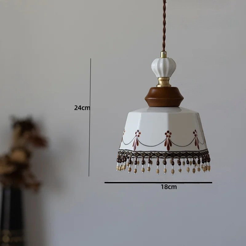 Lampada a sospensione in ceramica bianca con motivo floreale a forma di rosa per corridoio