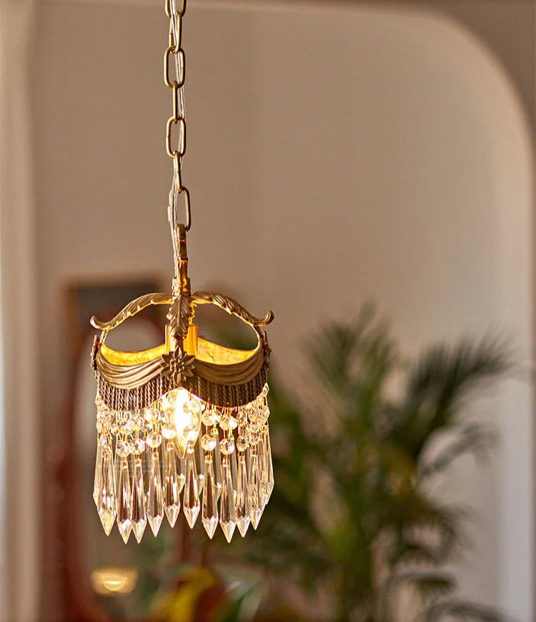 Elegant French Velvet Tassel Chandelier with green fabric and crystal accents, enhancing traditional living room lighting.