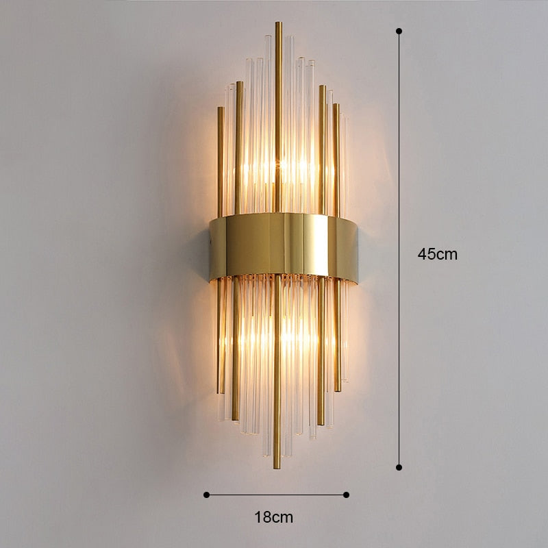 Gouden Kristallen Wandlamp