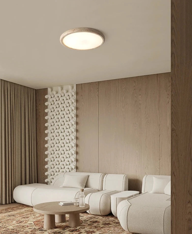 Travertine japanese ceiling light