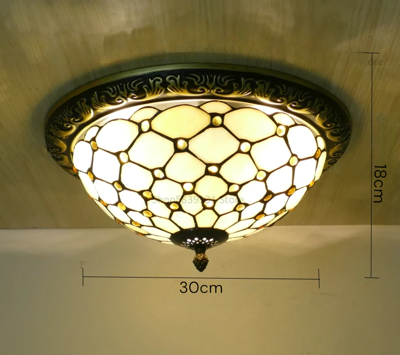 Lámpara de techo circular vintage Tiffany