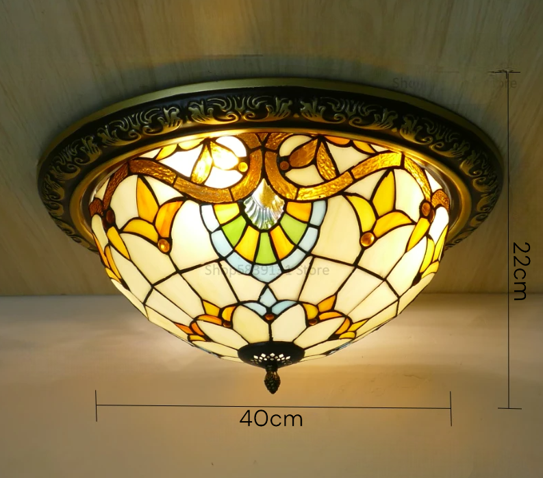 Lámpara de techo circular vintage Tiffany