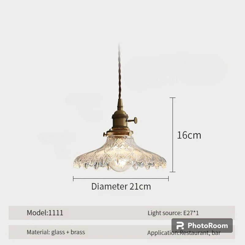 LUXELY vintage taklampa i trä och glas