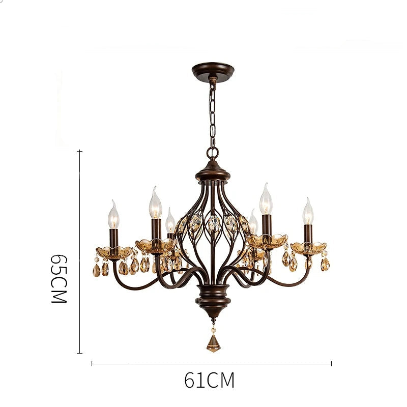 Walnut crystal chandelier in vintage french style