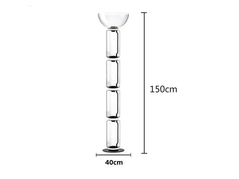 Model C 5-section Italian glass floor lamp – nordic minimalist design with 150cm height and 18W LED lighting.