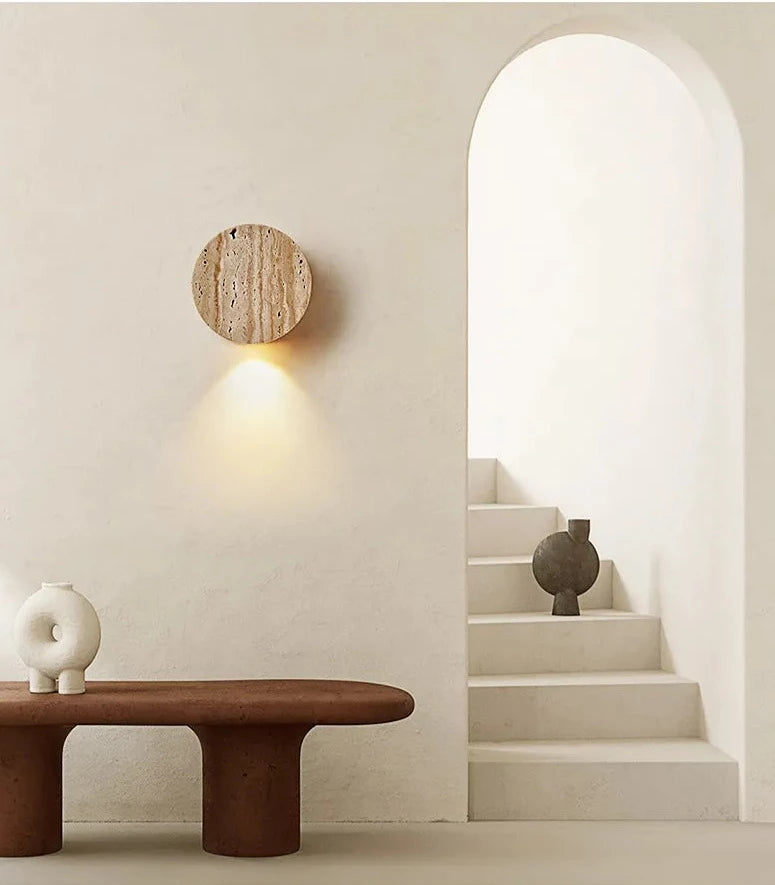 Travertine down wall lamp