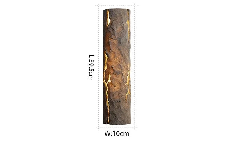 LED Resin Wall Lamp with dimensions 39.5cm x 10cm, stone imitation texture and IP65 waterproof rating for outdoor wall lighting.