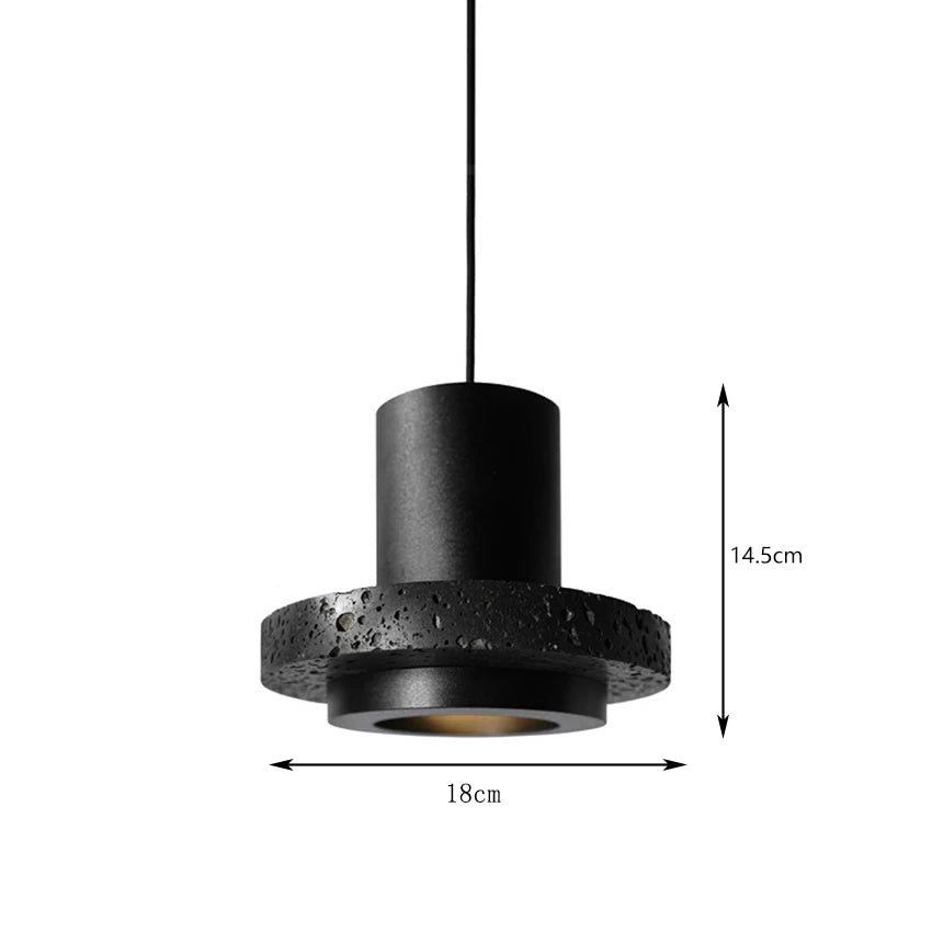 Compact LUXELY pendant lamp with 18cm diameter and 14.5cm height, ideal for bedside or hallway lighting.