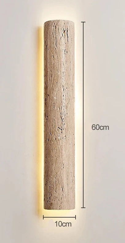 60cm IP65 outdoor travertine wall lamp with 10cm width, offering durable and stylish lighting for exterior walls.