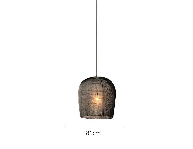 Extra-large 81cm black LUXELY rattan pendant light, ideal for high ceilings or statement lighting in open spaces.