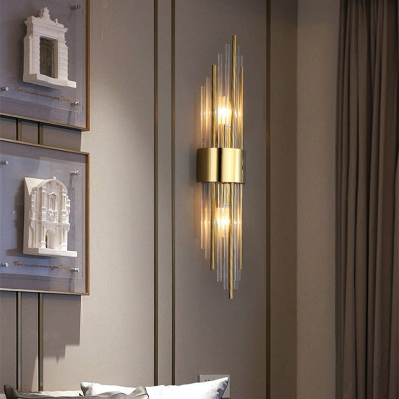 Gouden Kristallen Wandlamp