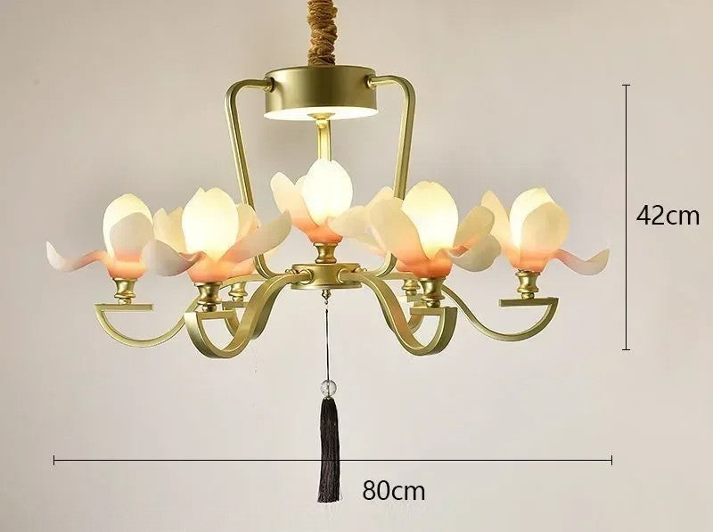 Magnolia flower retro modern chandelier