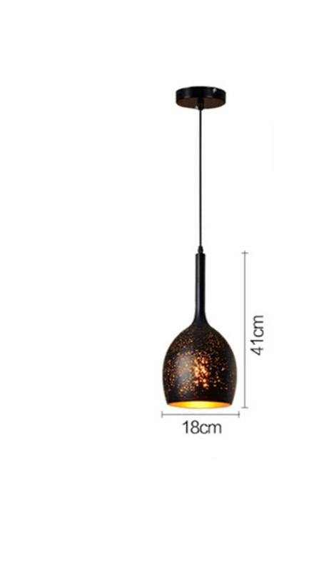 Slim Retro Industrial Black Chandelier pendant light with 41cm height and 18cm diameter, ideal for focused kitchen or bar lighting.