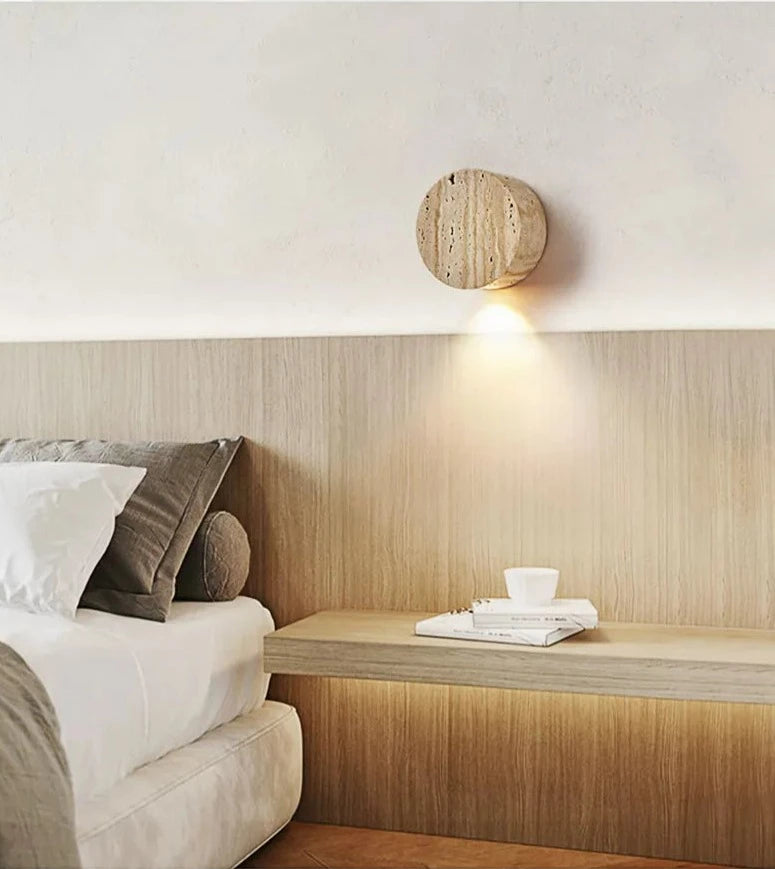 Travertine down wall lamp