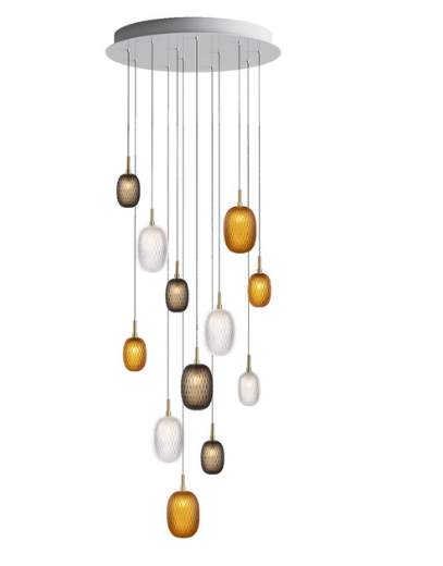 Lustre en verre à LED pour escalier et salon