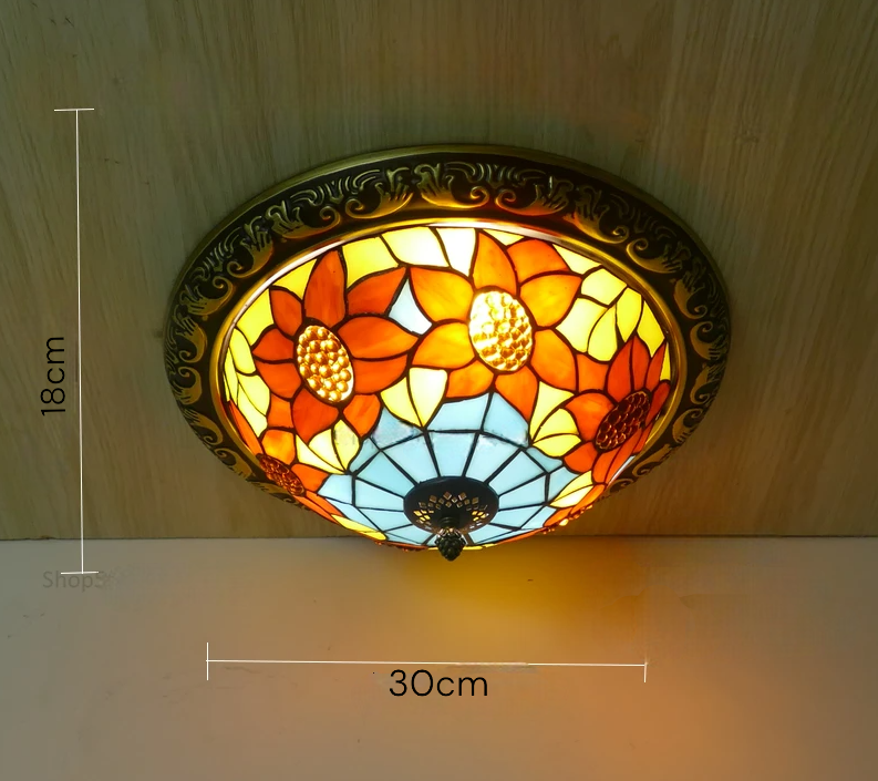 Lámpara de techo circular vintage Tiffany